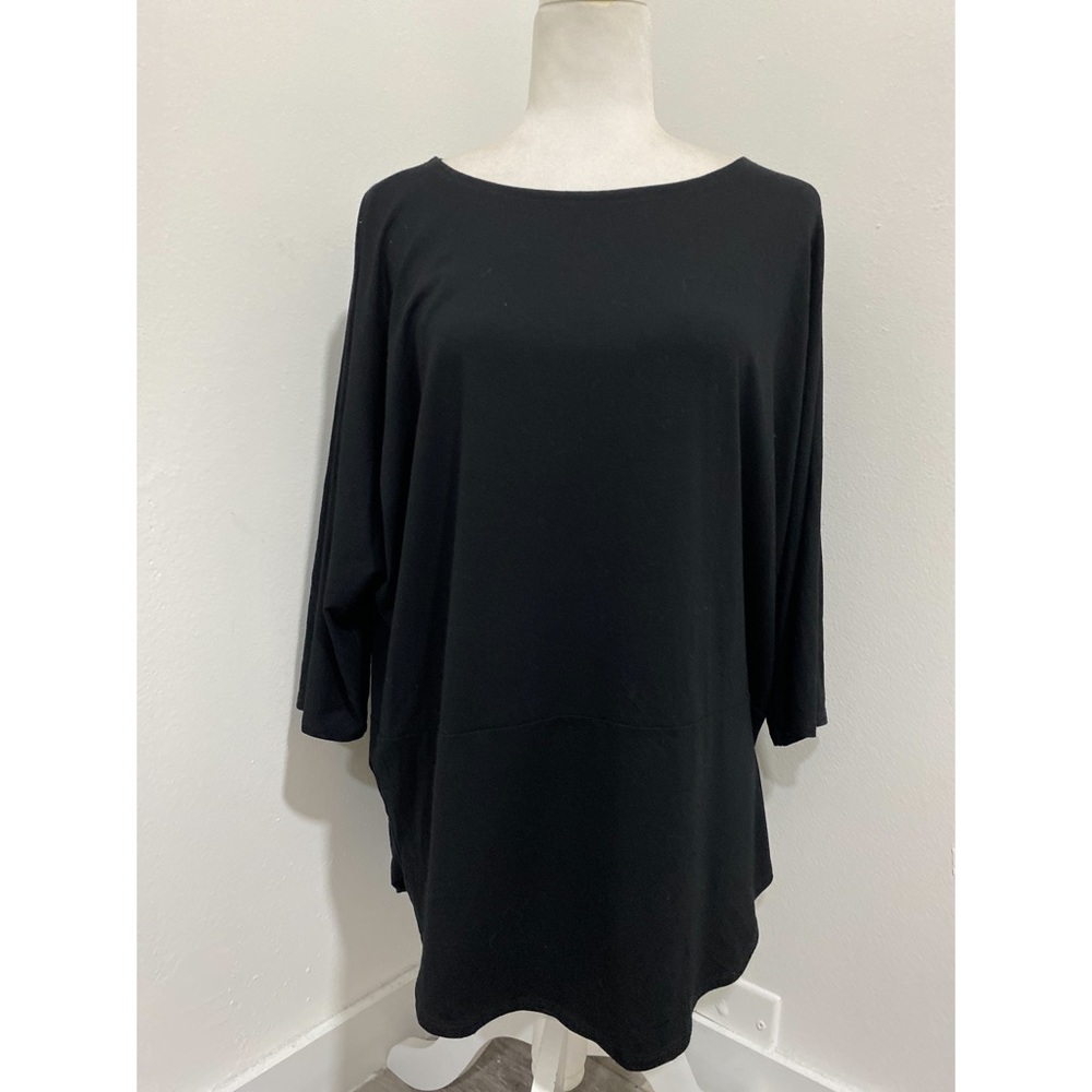 Eileen Fisher Viscose Black Tunic Top Size Medium